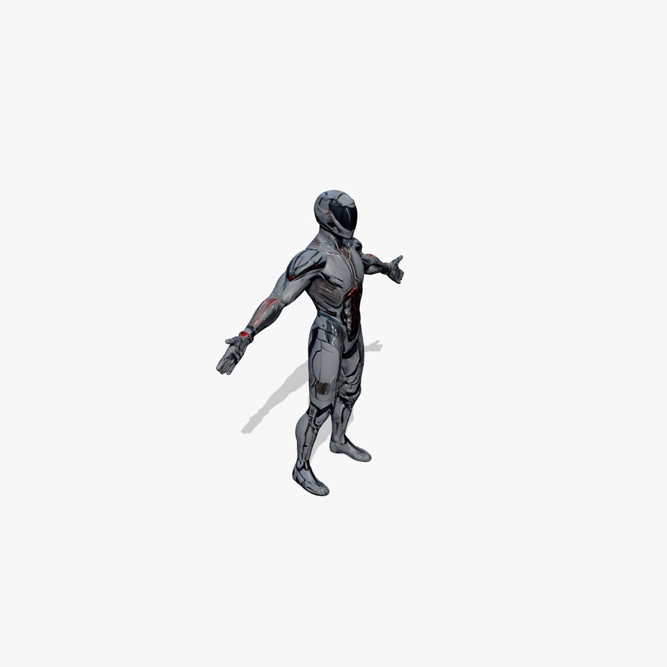 Cybernetic Warrior with Luminous Armor